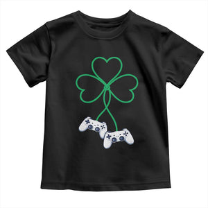 Video Game Lover St Patricks Day with Shamrock Controllers Toddler T Shirt TS11 Black Print Your Wear