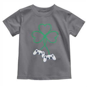 Video Game Lover St Patricks Day with Shamrock Controllers Toddler T Shirt TS11 Charcoal Print Your Wear