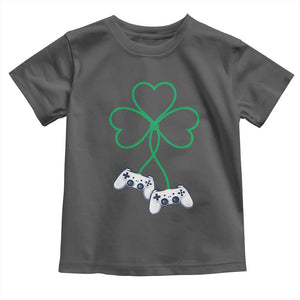 Video Game Lover St Patricks Day with Shamrock Controllers Toddler T Shirt TS11 Dark Heather Print Your Wear