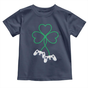 Video Game Lover St Patricks Day with Shamrock Controllers Toddler T Shirt TS11 Navy Print Your Wear
