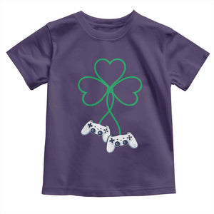 Video Game Lover St Patricks Day with Shamrock Controllers Toddler T Shirt TS11 Purple Print Your Wear