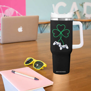 Video Game Lover St Patricks Day with Shamrock Controllers Tumbler With Handle TS11 Print Your Wear
