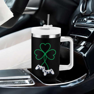 Video Game Lover St Patricks Day with Shamrock Controllers Tumbler With Handle TS11 Print Your Wear