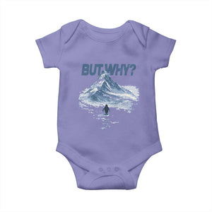 Penguin But Why Baby Onesie Funny Penguin Snowy Mountain Meme TS11 Violet Print Your Wear