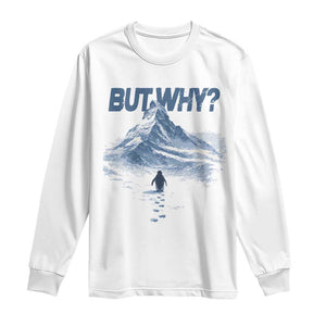 Penguin But Why Long Sleeve Shirt Funny Penguin Snowy Mountain Meme TS11 White Print Your Wear