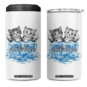 Abolish Ice 4 in 1 Can Cooler Tumbler Cute Cat Melting Ice Pro Immigrant TS11 One Size: 16 oz White Print Your Wear
