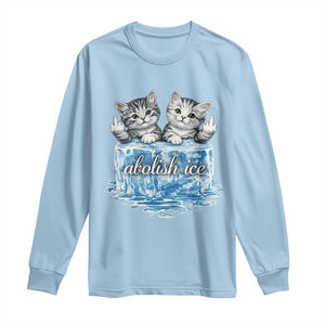 Abolish Ice Long Sleeve Shirt Cute Cat Melting Ice Pro Immigrant TS11 Light Blue Print Your Wear