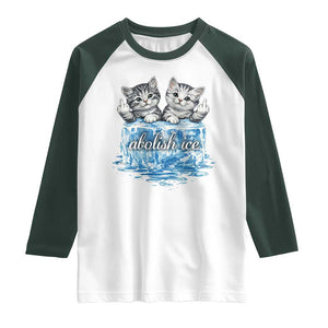 Abolish Ice Raglan Shirt Cute Cat Melting Ice Pro Immigrant TS11 White Dark Forest Green Print Your Wear