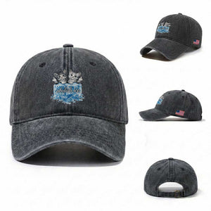 Abolish Ice Washed Cotton Baseball Cap Cute Cat Melting Ice Pro Immigrant TS11 Washed Cap Universal Fit Dark Gray Print Your Wear