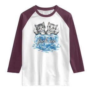Fck Ice Raglan Shirt Cute Cat Melting Ice Pro Immigrant TS11 White Maroon Print Your Wear