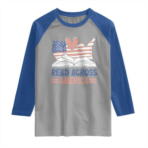 Funny National Reading Month Books Readers Raglan Shirt Reading Across America Teacher American Flag TS11 Sport Gray Royal Print Your Wear