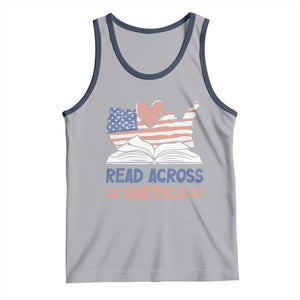 Funny National Reading Month Books Readers Tank Top Reading Across America Teacher American Flag TS11 Athletic Heather Navy Print Your Wear