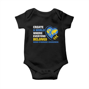 Down Syndrome Awareness Baby Onesie Create A World Where Everyone Belongs Heart TS11 Black Print Your Wear
