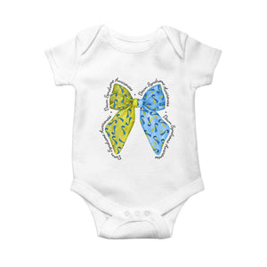 Down Syndrome Awareness Coquette Bow Ribbon Baby Onesie TS11 White Print Your Wear