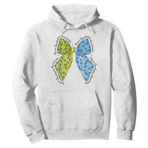 Down Syndrome Awareness Coquette Bow Ribbon Hoodie TS11 White Print Your Wear