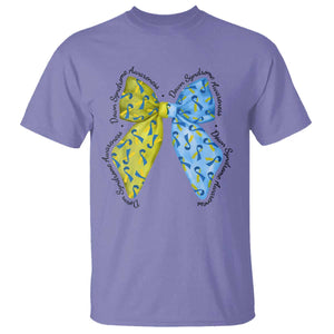 Down Syndrome Awareness Coquette Bow Ribbon T Shirt TS11 Violet Print Your Wear