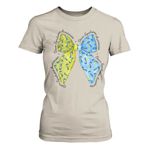 Down Syndrome Awareness Coquette Bow Ribbon T Shirt For Women TS11 Sand Print Your Wear