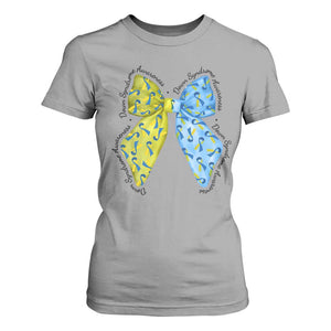 Down Syndrome Awareness Coquette Bow Ribbon T Shirt For Women TS11 Sport Gray Print Your Wear