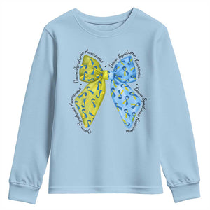Down Syndrome Awareness Coquette Bow Ribbon Youth Sweatshirt TS11 Light Blue Print Your Wear