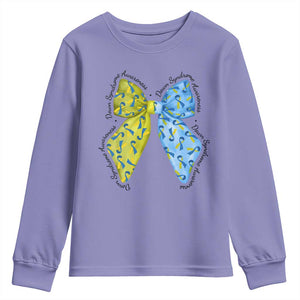 Down Syndrome Awareness Coquette Bow Ribbon Youth Sweatshirt TS11 Violet Print Your Wear