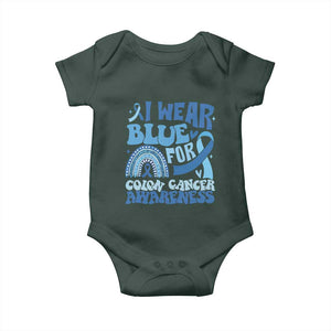 I Wear Blue For Colon Cancer Awareness Baby Onesie Rainbow Dark Blue Ribbon TS11 Print Your Wear