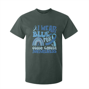 I Wear Blue For Colon Cancer Awareness T Shirt For Kid Rainbow Dark Blue Ribbon TS11 Dark Forest Green Print Your Wear