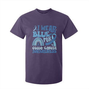 I Wear Blue For Colon Cancer Awareness T Shirt For Kid Rainbow Dark Blue Ribbon TS11 Purple Print Your Wear