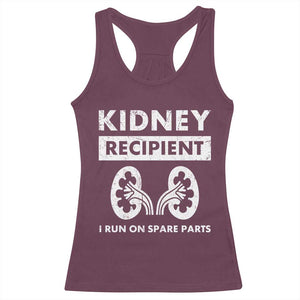 Kidney Recipient Run On Spare Parts Racerback Tank Top Matching Recovery TS11 Maroon Print Your Wear