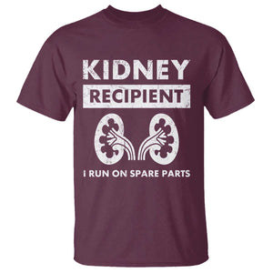 Kidney Recipient Run On Spare Parts T Shirt Matching Recovery TS11 Maroon Print Your Wear