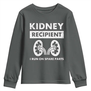 Kidney Recipient Run On Spare Parts Youth Sweatshirt Matching Recovery TS11 Dark Heather Print Your Wear