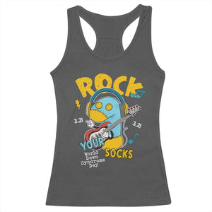 Funny Rock Your Socks Racerback Tank Top World Down Syndrome Day WDSD TS11 Dark Heather Print Your Wear