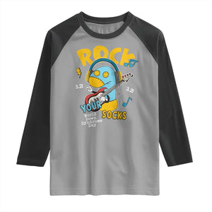 Funny Rock Your Socks Raglan Shirt World Down Syndrome Day WDSD TS11 Sport Gray Black Print Your Wear