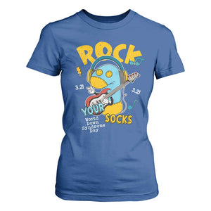 Funny Rock Your Socks T Shirt For Women World Down Syndrome Day WDSD TS11 Royal Blue Print Your Wear