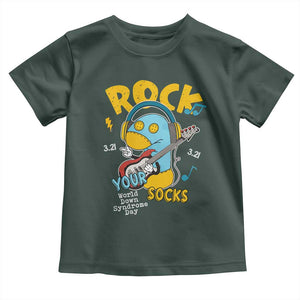 Funny Rock Your Socks Toddler T Shirt World Down Syndrome Day WDSD TS11 Dark Forest Green Print Your Wear