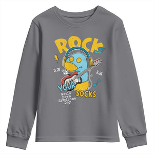 Funny Rock Your Socks Youth Sweatshirt World Down Syndrome Day WDSD TS11 Charcoal Print Your Wear
