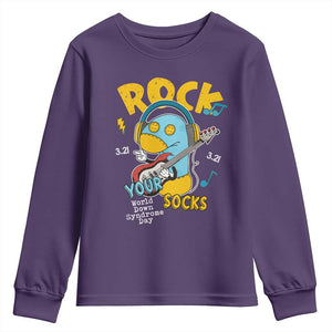 Funny Rock Your Socks Youth Sweatshirt World Down Syndrome Day WDSD TS11 Purple Print Your Wear