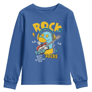 Funny Rock Your Socks Youth Sweatshirt World Down Syndrome Day WDSD TS11 Royal Blue Print Your Wear