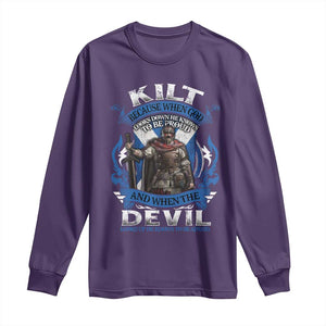 Kilt Because When God Looks Down He Knows To Be Proud And When The Devil Looks Up He Knows To Be Afraid Long Sleeve Shirt TS11 Purple Print Your Wear