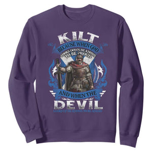 Kilt Because When God Looks Down He Knows To Be Proud And When The Devil Looks Up He Knows To Be Afraid Sweatshirt TS11 Purple Print Your Wear