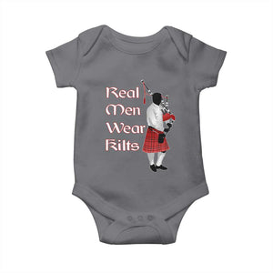 Funny Scottish Pride Baby Onesie Real Men Wear Kits Tartan Bagpipe TS11 Charcoal Print Your Wear