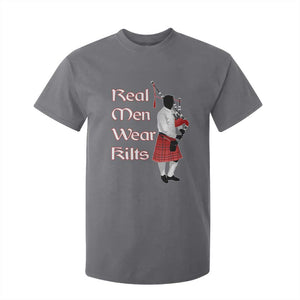 Funny Scottish Pride T Shirt For Kid Real Men Wear Kits Tartan Bagpipe TS11 Charcoal Print Your Wear