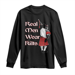 Funny Scottish Pride Long Sleeve Shirt Real Men Wear Kits Tartan Bagpipe TS11 Black Print Your Wear