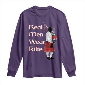 Funny Scottish Pride Long Sleeve Shirt Real Men Wear Kits Tartan Bagpipe TS11 Purple Print Your Wear