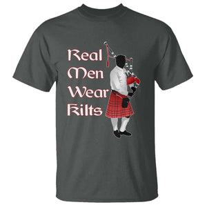 Funny Scottish Pride T Shirt Real Men Wear Kits Tartan Bagpipe TS11 Dark Heather Print Your Wear