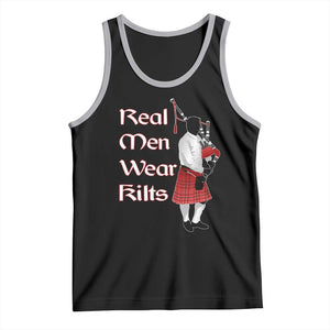Funny Scottish Pride Tank Top Real Men Wear Kits Tartan Bagpipe TS11 Black Athletic Heather Print Your Wear