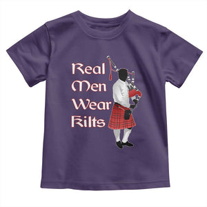 Funny Scottish Pride Toddler T Shirt Real Men Wear Kits Tartan Bagpipe TS11 Purple Print Your Wear