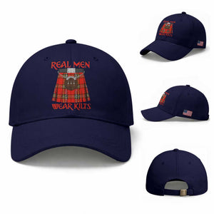 Funny Real Men Wear Kilts Baseball Cap Scottish Pride TS11 Baseball Cap Universal Fit Dark Blue Print Your Wear
