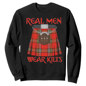 Funny Real Men Wear Kilts Sweatshirt Scottish Pride TS11 Black Print Your Wear