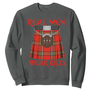 Funny Real Men Wear Kilts Sweatshirt Scottish Pride TS11 Dark Heather Print Your Wear