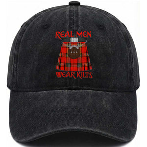 Funny Real Men Wear Kilts Washed Cotton Baseball Cap Scottish Pride TS11 Print Your Wear